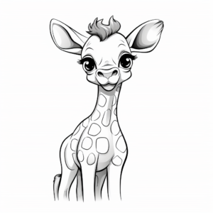 Adorable Cartoon Giraffe Coloring Pages for Kids 3
