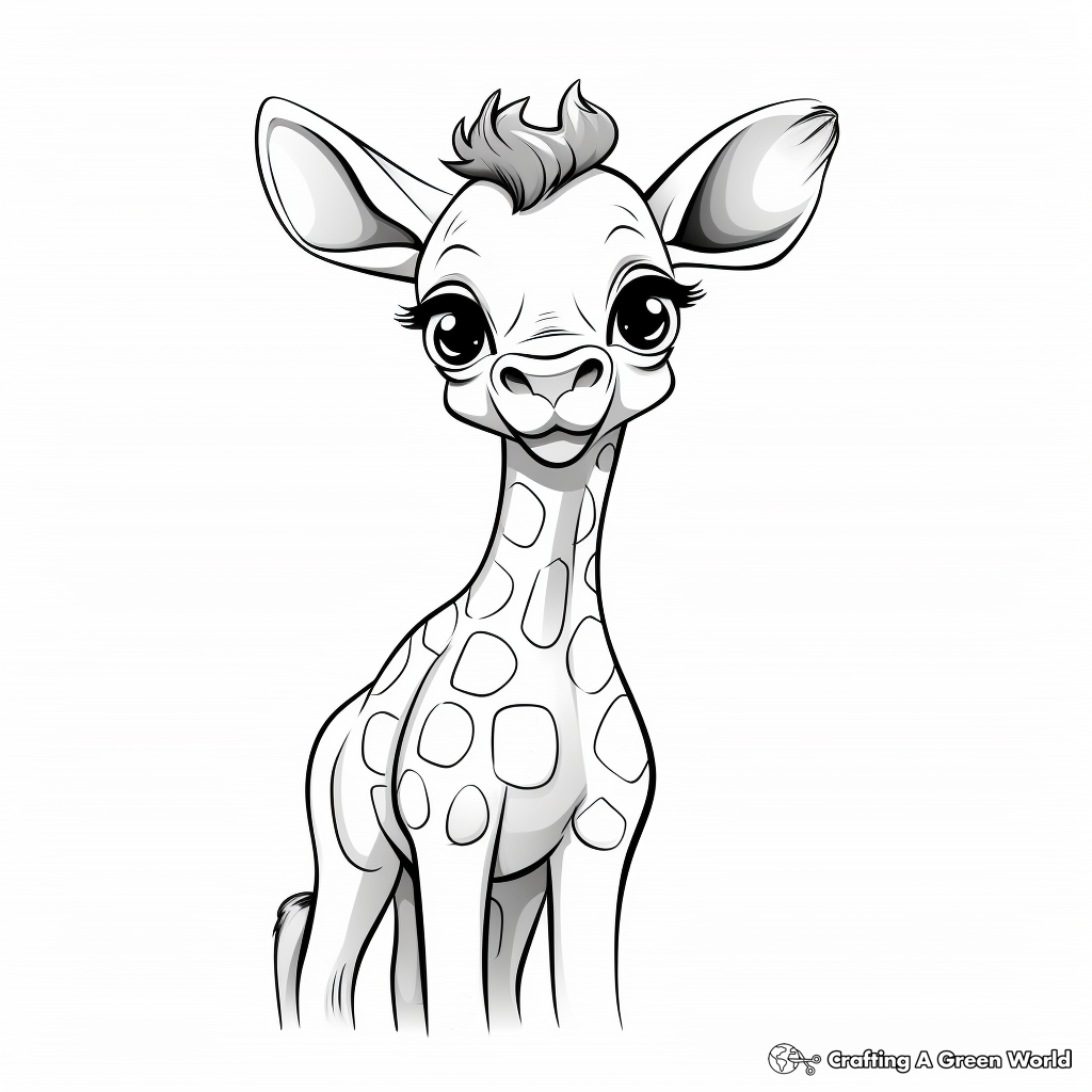 Adorable Cartoon Giraffe Coloring Pages for Kids 3