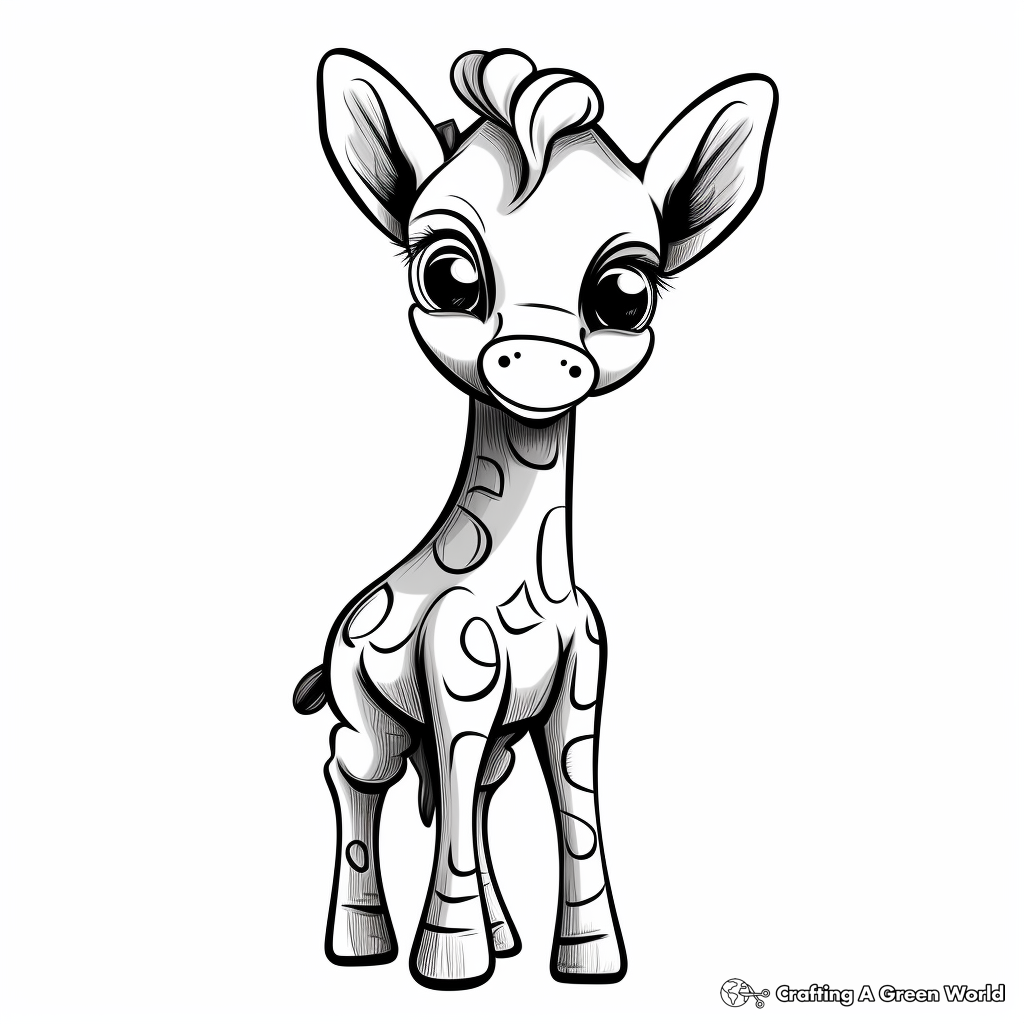 Adorable Cartoon Giraffe Coloring Pages for Kids 4