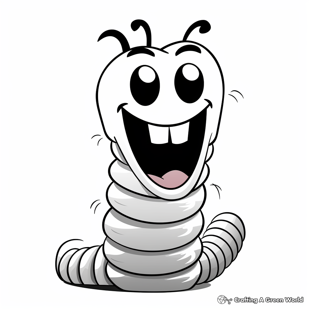 Adorable Cartoon Gummy Worm Coloring Pages 1