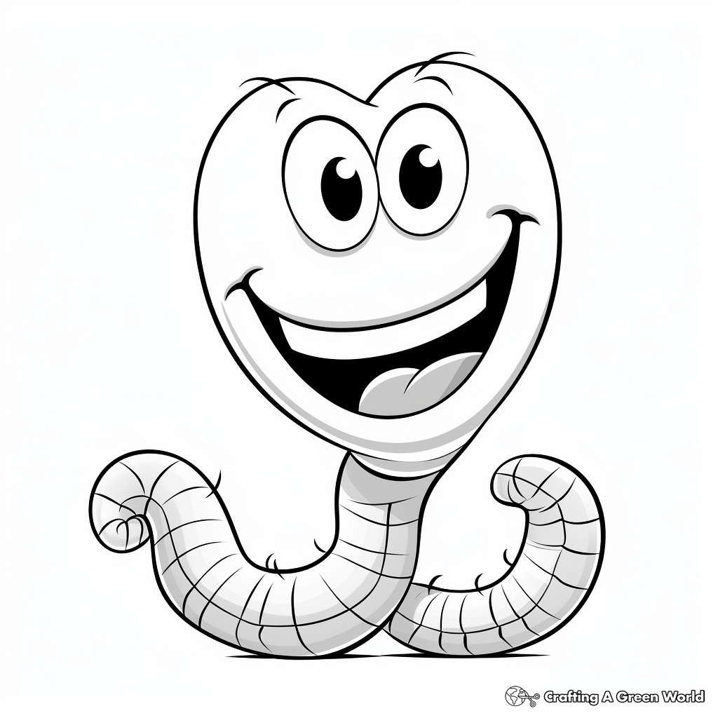 Adorable Cartoon Gummy Worm Coloring Pages 2