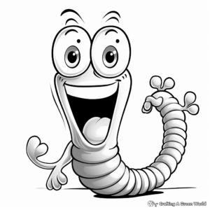 Adorable Cartoon Gummy Worm Coloring Pages 3