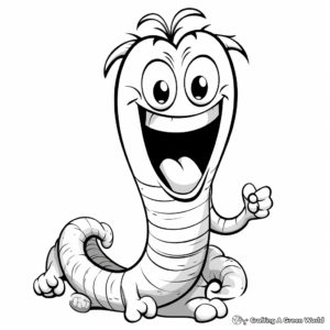 Adorable Cartoon Gummy Worm Coloring Pages 4