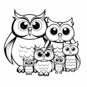 Adorable Cartoon Owl Family Coloring Pages 1