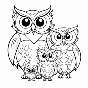 Adorable Cartoon Owl Family Coloring Pages 2