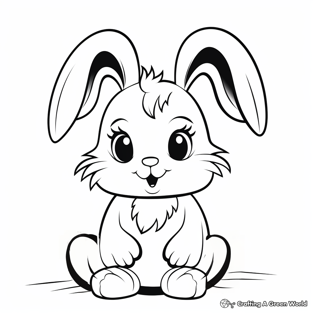 Adorable Cartoon Rabbit Coloring Pages 1