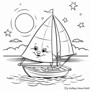 Adorable Cartoon Sailboat Coloring Pages for Kids 1