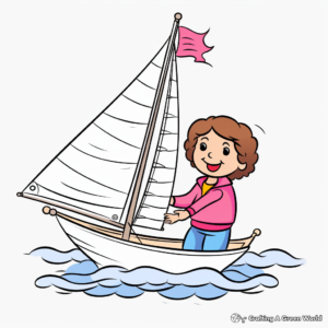 Adorable Cartoon Sailboat Coloring Pages for Kids 4