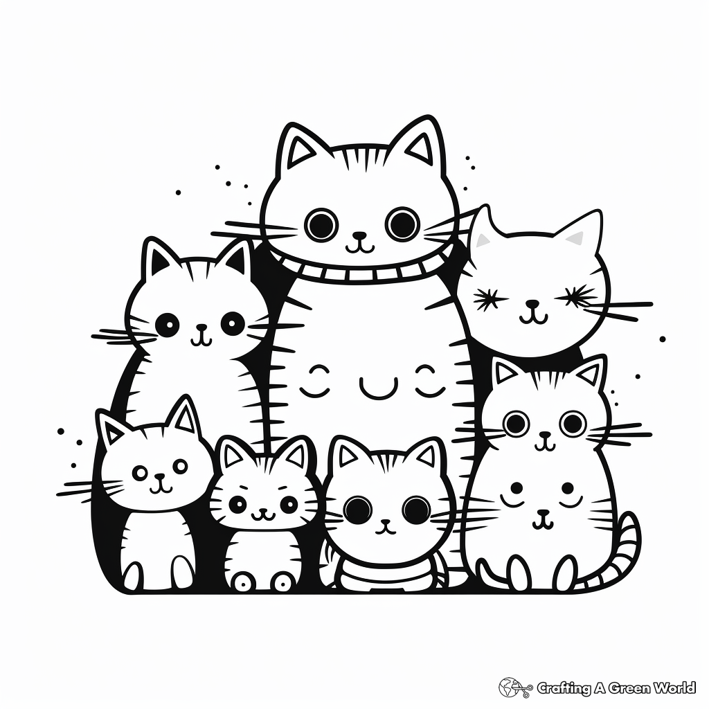 Adorable Cat Pack Coloring Pages for Kids 1