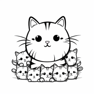 Adorable Cat Pack Coloring Pages for Kids 3