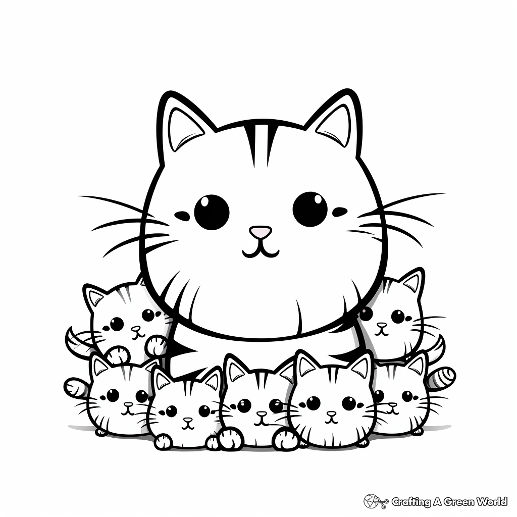 Adorable Cat Pack Coloring Pages for Kids 3