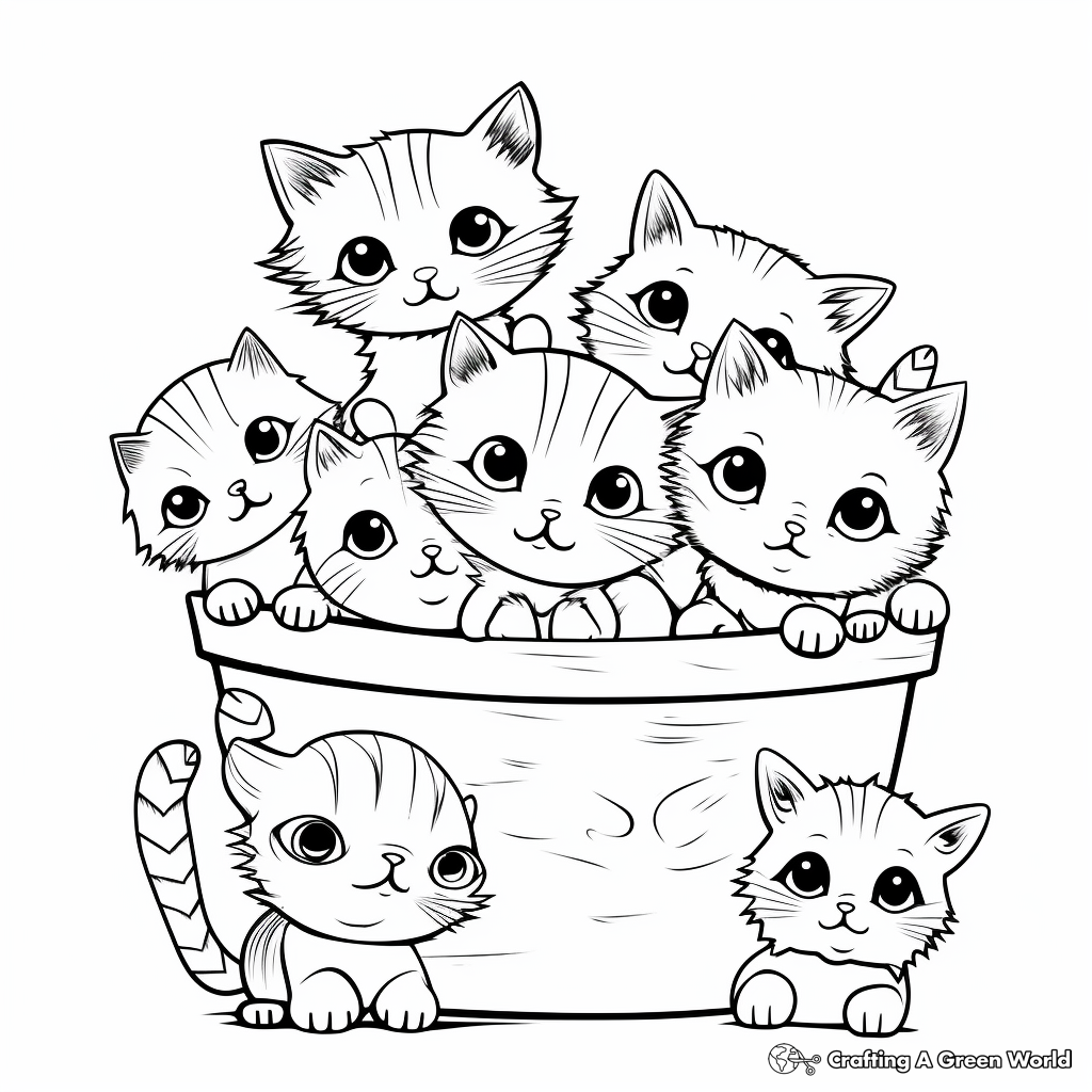 Adorable Cats in Shelter Coloring Pages 1