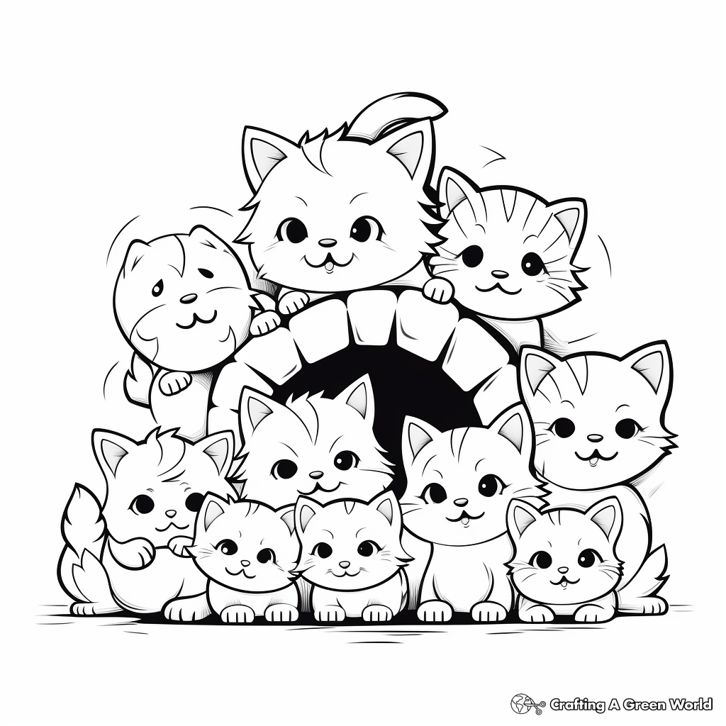 Adorable Cats in Shelter Coloring Pages 4