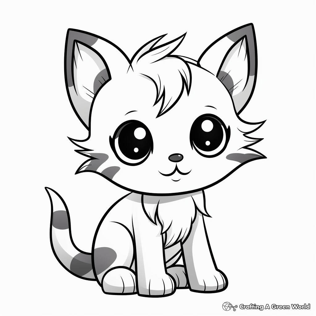 Adorable Chibi Cat Coloring Pages 2