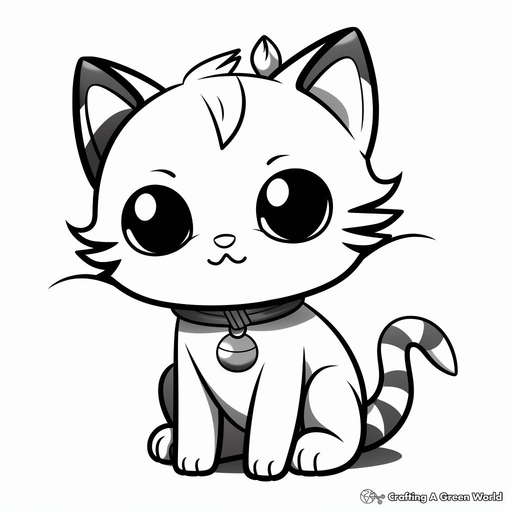 Adorable Chibi Cat Coloring Pages 3