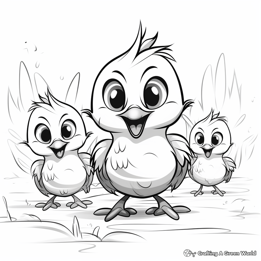 Adorable Chicks Coloring Pages for Kids 2