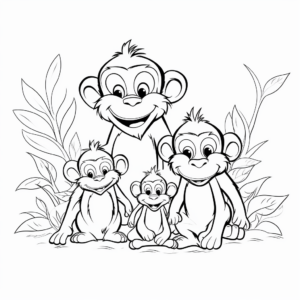 Adorable Chimp Family Coloring Pages 2