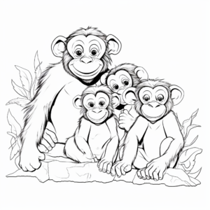 Adorable Chimp Family Coloring Pages 4
