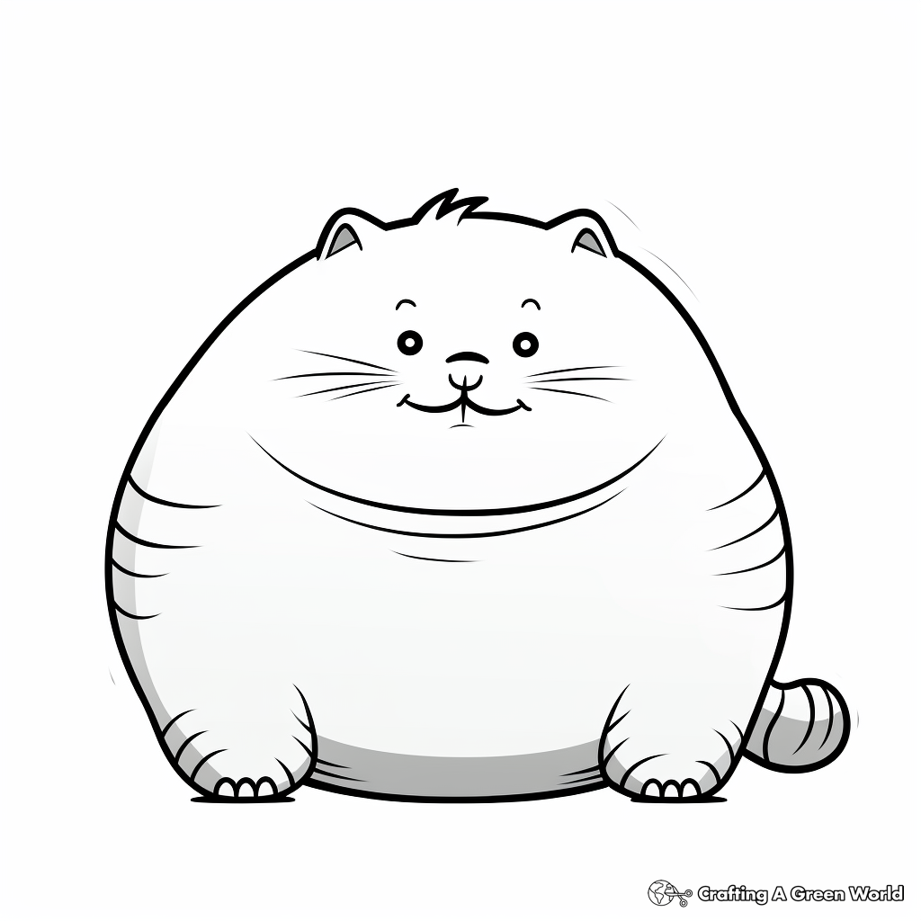 Adorable Chubby Cat Coloring Pages 2