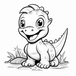 Adorable Dinosaur Playing Coloring Pages 2