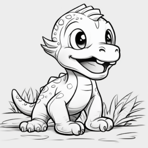 Adorable Dinosaur Playing Coloring Pages 4