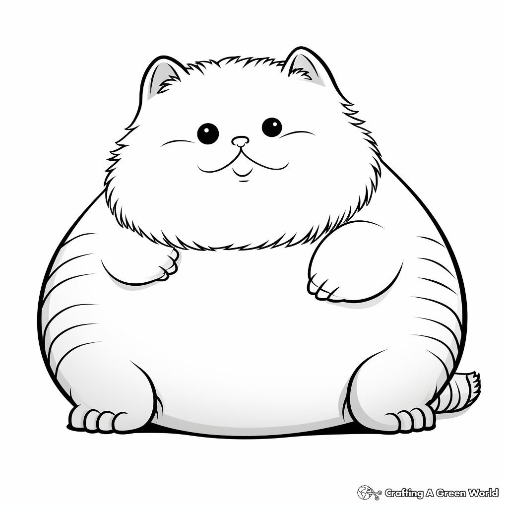 Adorable Fat Kitten Coloring Pages 1