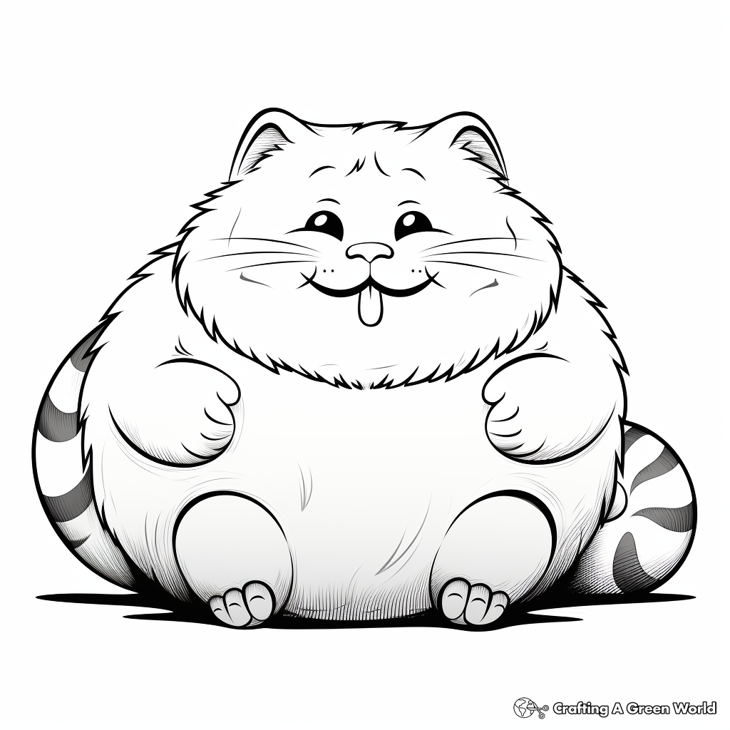 Adorable Fat Kitten Coloring Pages 2