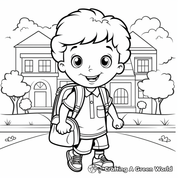 Adorable First Day of Kindergarten Coloring Pages 3