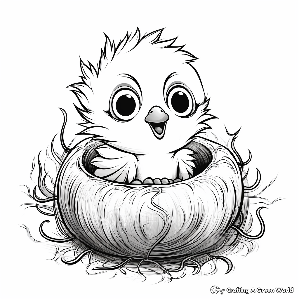 Adorable Hatchling Bird Nest Coloring Pages 1
