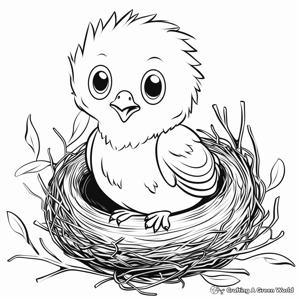 Adorable Hatchling Bird Nest Coloring Pages 2