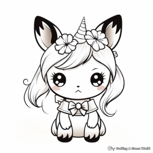 Adorable Kawaii Unicorn Coloring Sheets 1