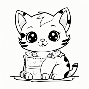 Adorable Kitten Cake Coloring Pages 3