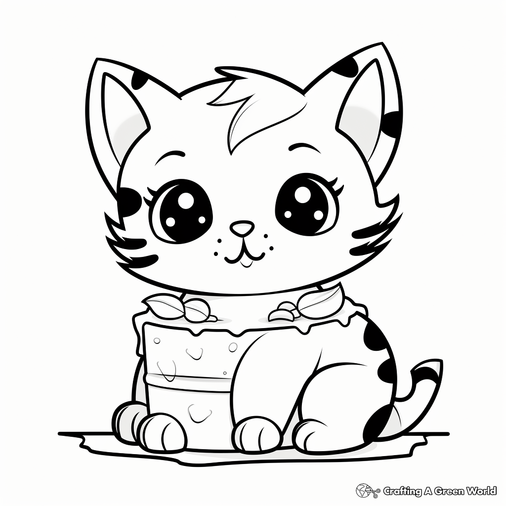 Adorable Kitten Cake Coloring Pages 3