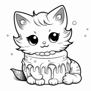 Adorable Kitten Cake Coloring Pages 4