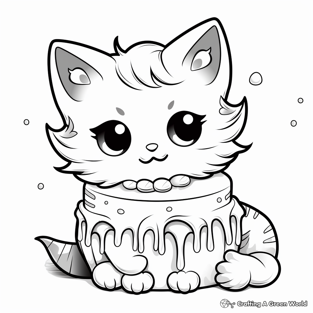 Adorable Kitten Cake Coloring Pages 4