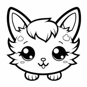 Adorable Kitten Face Coloring Pages 1