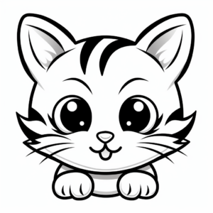 Adorable Kitten Face Coloring Pages 4
