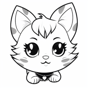 Adorable Kitten Head Coloring Pages 1
