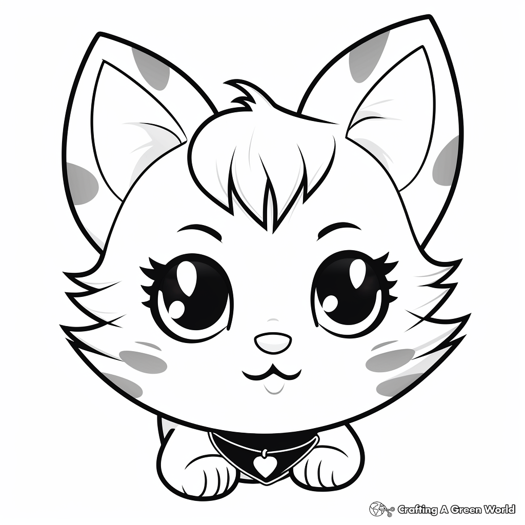 Adorable Kitten Head Coloring Pages 1