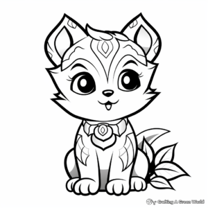 Adorable Kitten with Rose Coloring Pages 1