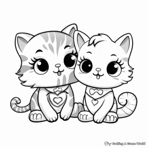 Adorable Kittens 'I Love You' Coloring Sheets 2