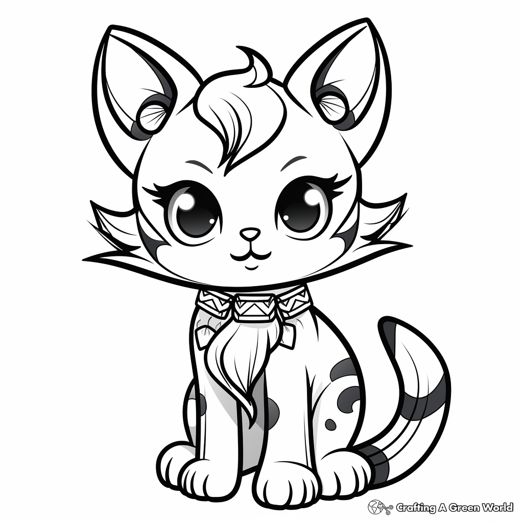 Adorable Kitty Fairy Coloring Pages 2