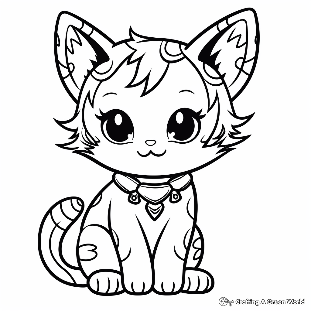 Adorable Kitty Fairy Coloring Pages 4