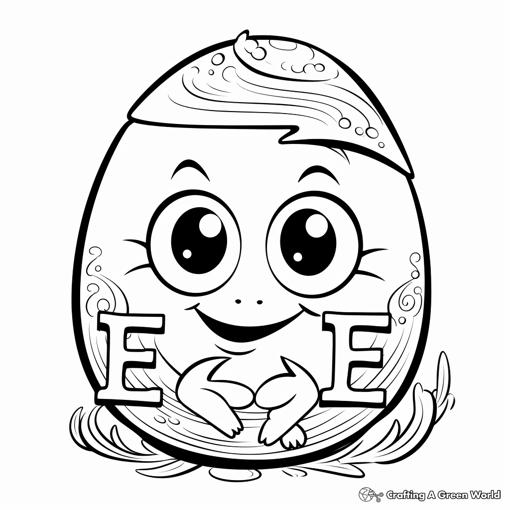 Adorable Letter E for Egg Coloring Pages 1