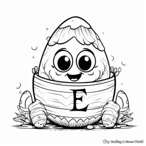 Adorable Letter E for Egg Coloring Pages 3