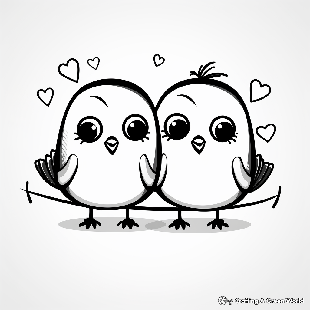 Couple of Birds Cartoon Style Watercolor · Creative Fabrica