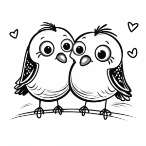 Adorable Love Bird Coloring Pages for Kids 3