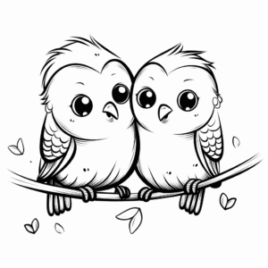 Adorable Love Bird Coloring Pages for Kids 4