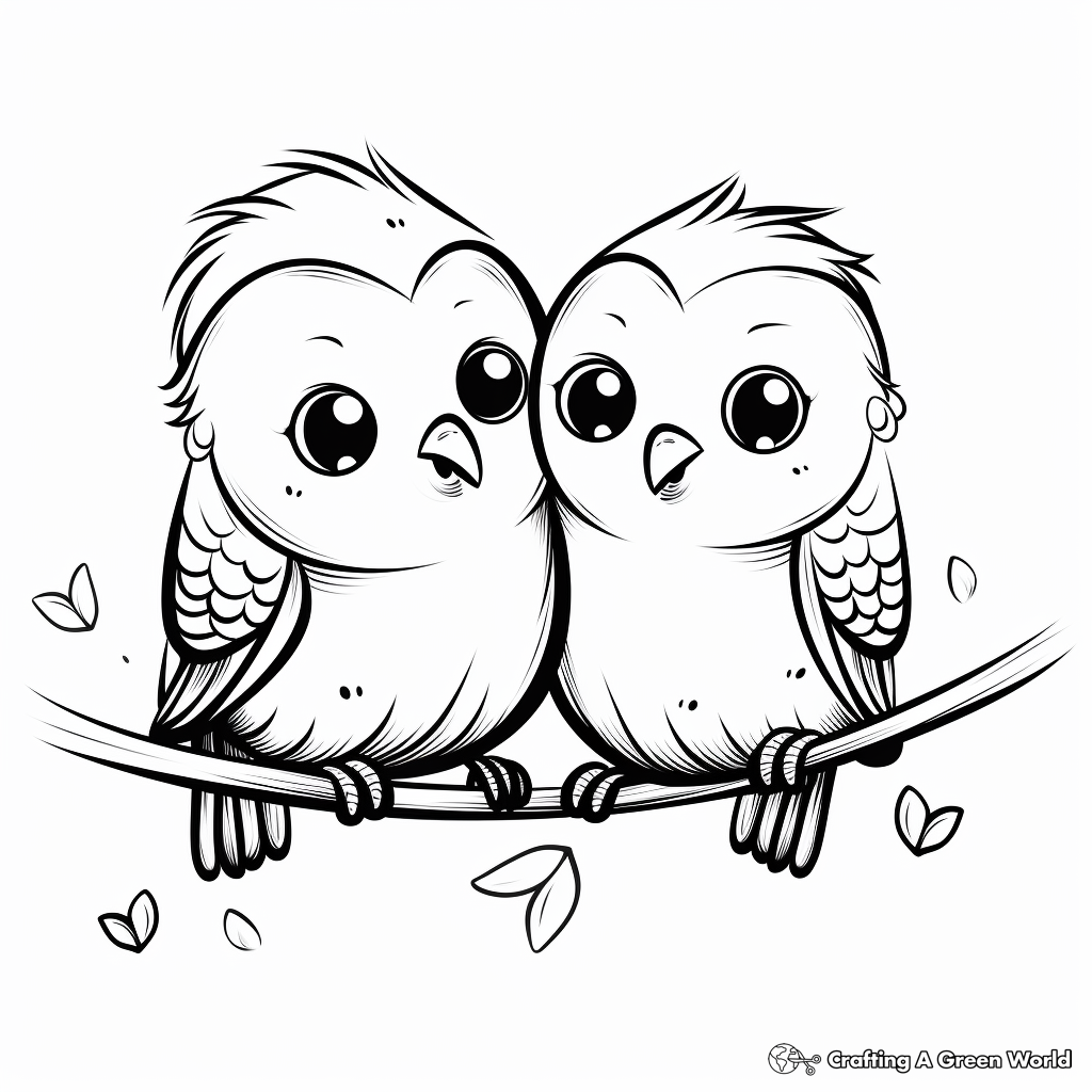 Adorable Love Bird Coloring Pages for Kids 4