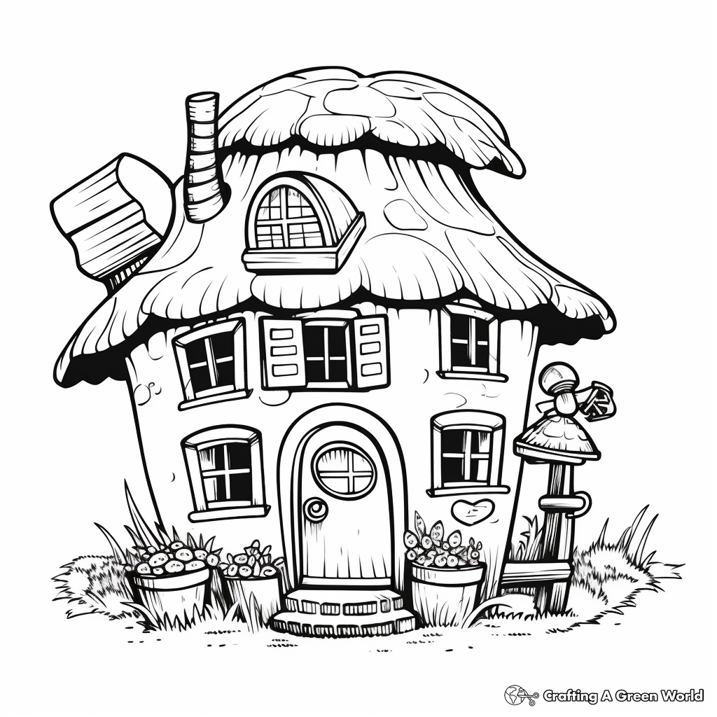 Adorable Miniature Gnome House Coloring Pages 1